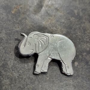 Elephant Brooch Pin Wild Animal Zoo Silver Tone Trunk Up